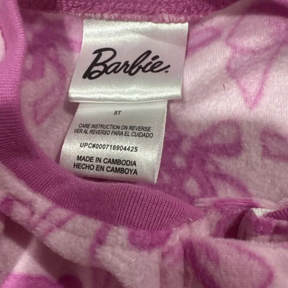 Barbie Pink 1 Piece blanket Sleeper size 5T